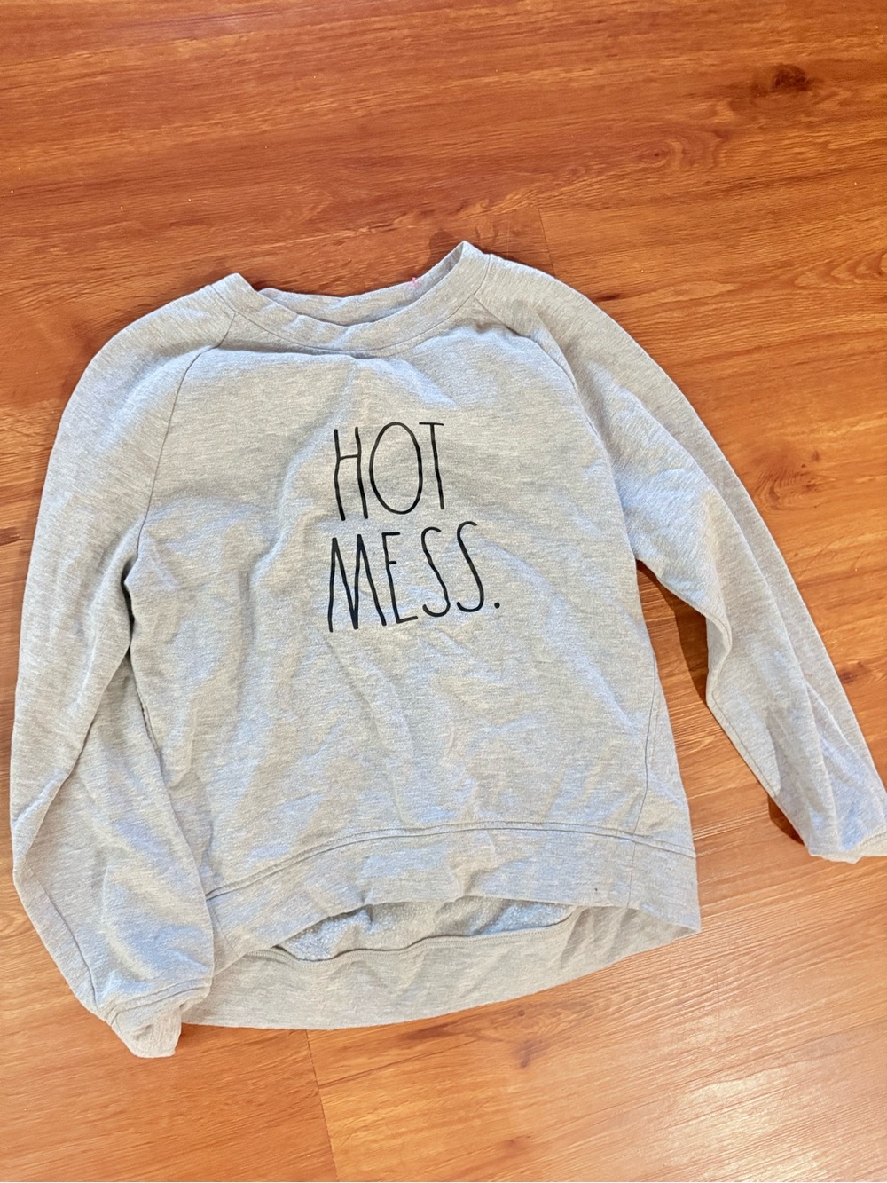Rae Dunn Grey "HOT MESS." Crewneck Sweatshirt